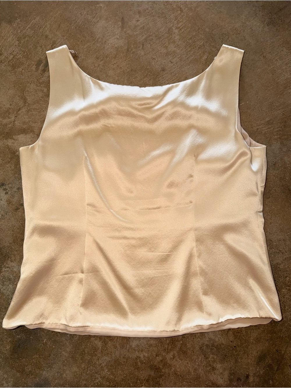 Lafayette 148 New York Silk Satin Blouse Top Ivory Champagne Size 8 Shell Tank - Picture 3 of 13